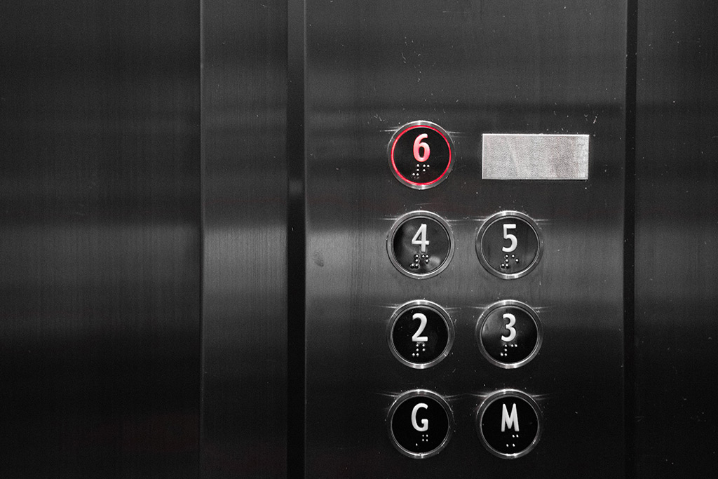 Elevators buttons with level 6 selected